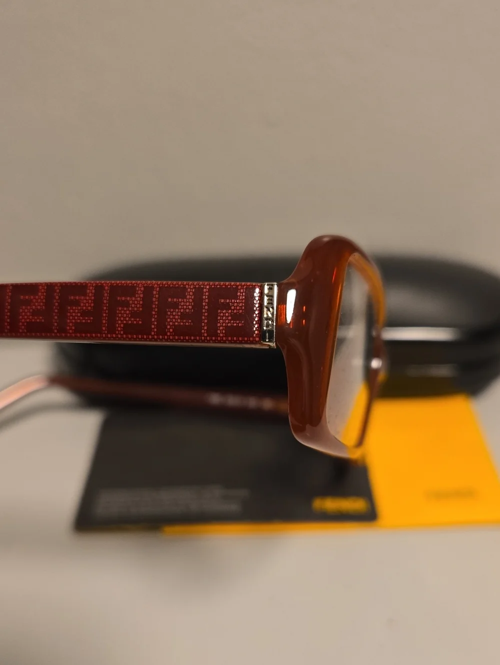 Fendi Women's Rectangular Amber Brown Optical Glasses